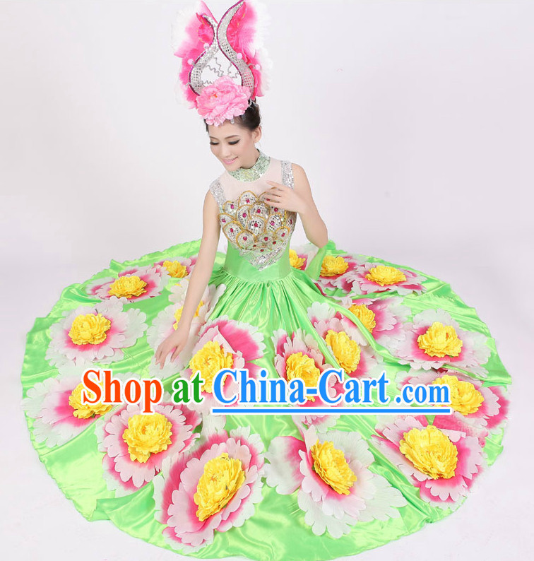 Custom Made Floral Dance Costumes and Hat
