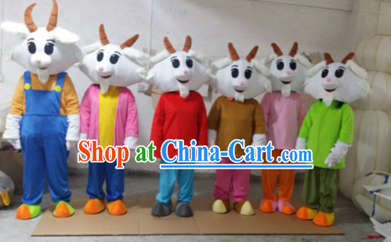 Chinese New Year Happy Sheep Goat Mascot Costumes Full Set