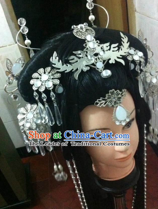 Chinese Fairy Legend Queen Princess Emperor Cosplay Long Wigs and Hair Accessories