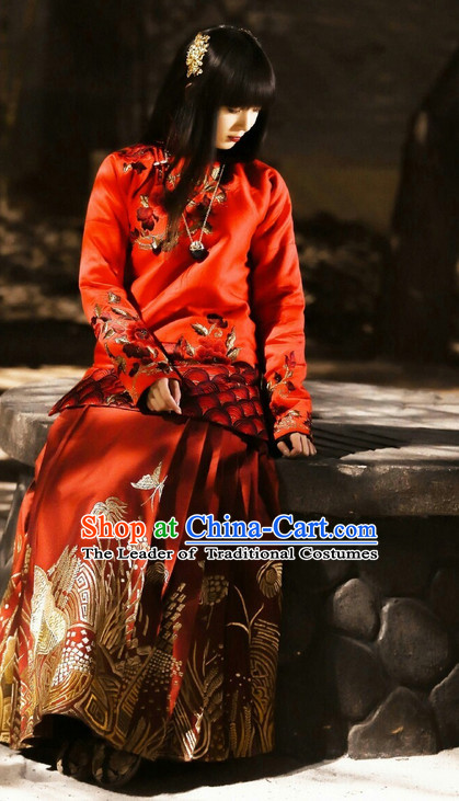 Chinese Minguo Time Lucky Red Female Clothing Traditional Clothes Suit