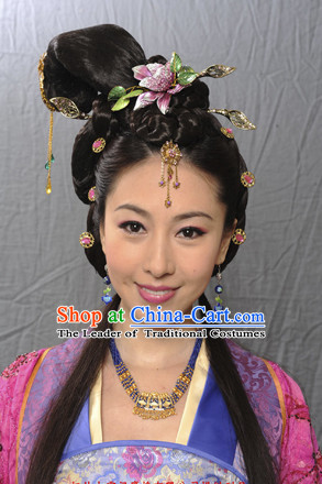Chinese Ancient Fairy Black Wigs Hairstyles and Hair Decorations