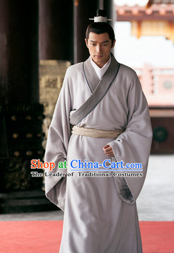 Chinese Han Clothing Robe and Hair Jewelry for Men