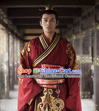 Ancient Chinese Qing Dynasty Prince Hanfu Clothes and Crown for Men