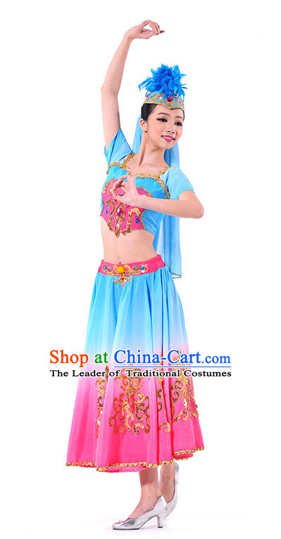 Xinjiang Folk Dance Costume Wholesale Clothing Discount Dance Costumes Dancewear Supply and Headpieces for Ladies