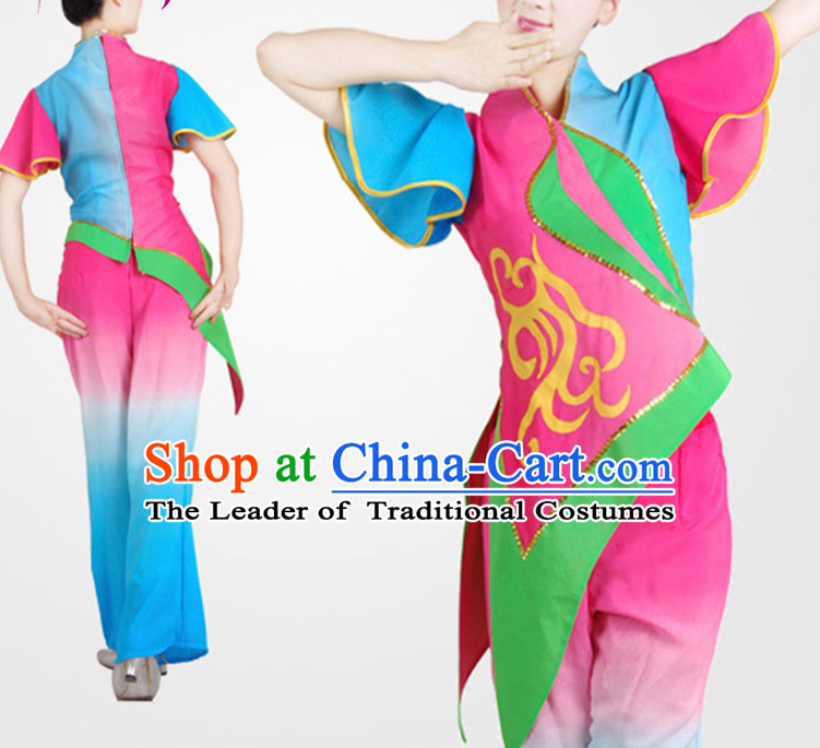Chinese Folk Fan Dance Costume Wholesale Clothing Group Dance Costumes Dancewear Supply for Women