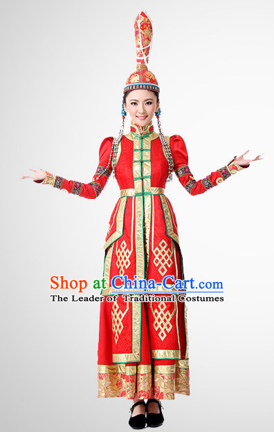 Chinese Folk Mongolian Clothes Costume Wholesale Clothing Group Dance Costumes Dancewear Supply for Women