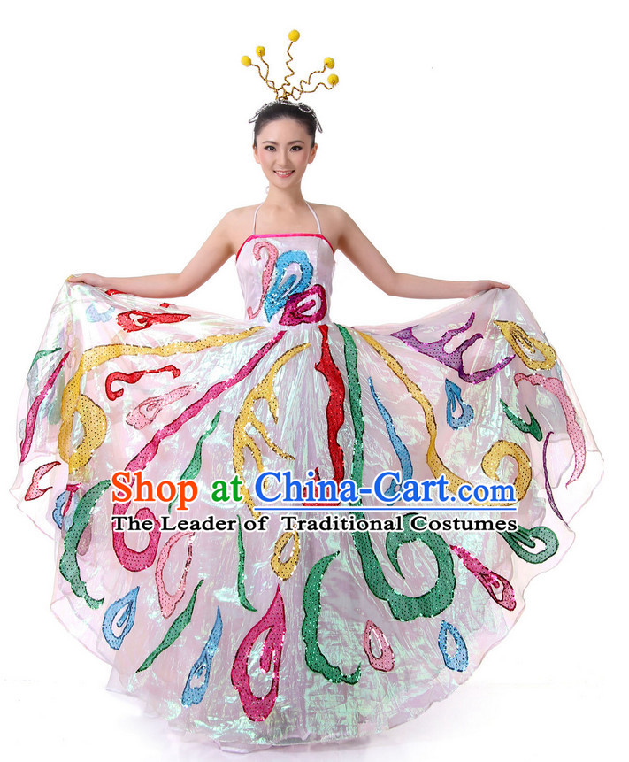 Chinese Classical Festival Celebration Dance Outfit Costume Wholesale Clothing Group Dance Costumes Dancewear Supply for Girls