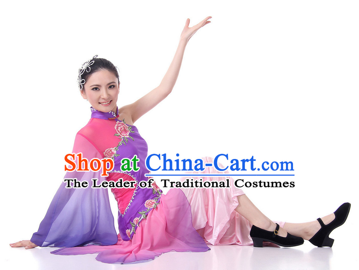 Chinese Folk Fan Dance Costume Wholesale Clothing Group Dance Costumes Dancewear Supply for Girls