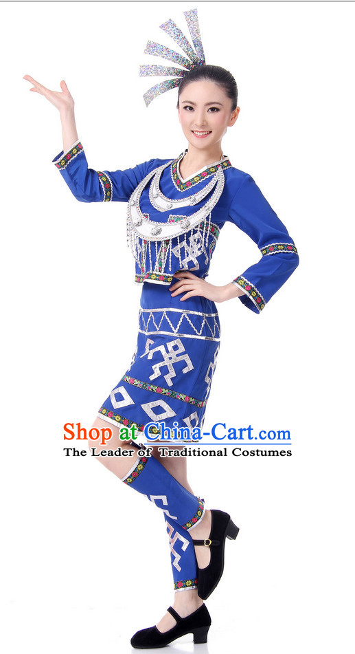 Chinese Folk Ethnic Dance Costume Wholesale Clothing Group Dance Costumes Dancewear Supply for Lady
