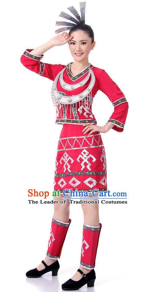 Chinese Folk Ethnic Dance Costume Wholesale Clothing Group Dance Costumes Dancewear Supply for Woman
