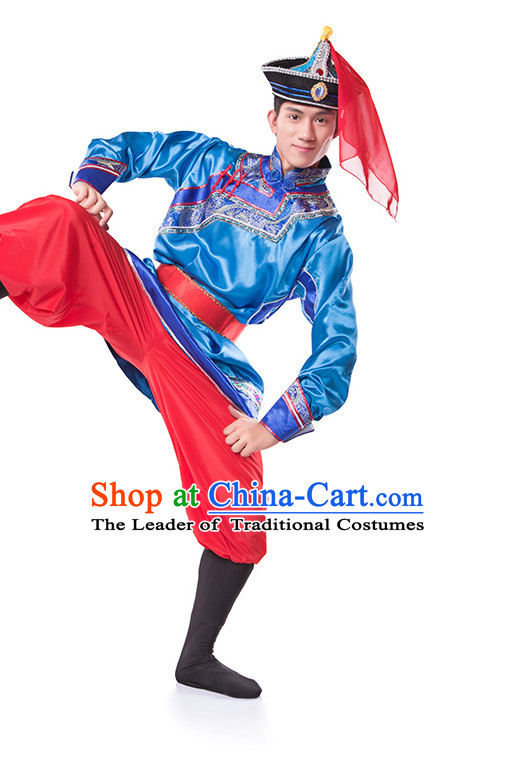 Chinese Folk Mongolian Ethnic Dance Costume Wholesale Clothing Group Dance Costumes Dancewear Supply for Men