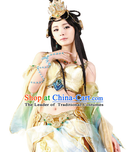 Sexy Chinese Shang Dynasty Myth Daji Su Da Ji Fox Spirit Fox Queen Cosplay Costumes Chinese Costume and Hair Accessories Complete Set