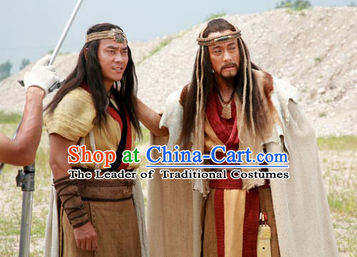 New Stone Age Costume Ancient Yan Emperor Chinese National Identity Origin Descendants Shennong Yandi Xia Dynasty Costumes Complete Set