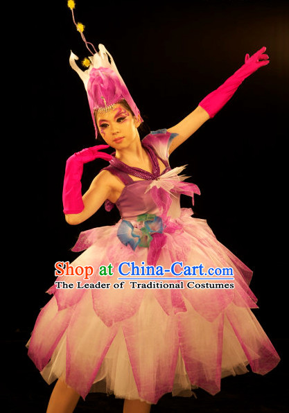 Stage Flower Dance Costume and Headwear Complete Set for Women.