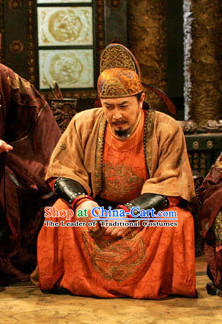 Ancient Chinese Tang Dynasty Costume Emperor Taizong of Tang Li Shimin Costumes and Hat Complete Set for Men