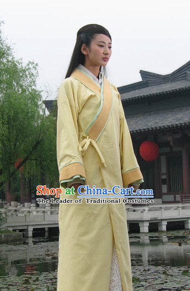 Chinese Qin Dynasty Costume Dresses Clothing Clothes Garment Outfits Suits and Hair Jewelry Complete Set for Women
