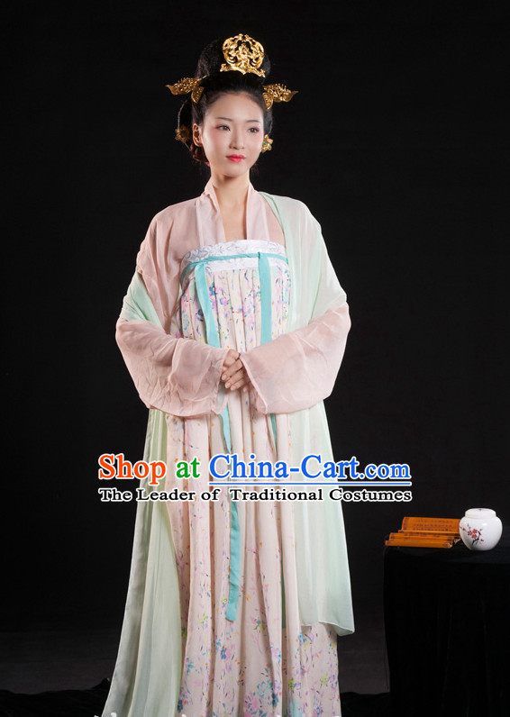Chinese Ancient Garment Suit and Hair Jewelry Complete Set for Women