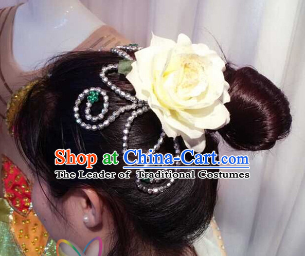 Chinese Dance Apparel Flower Headwear Folk Dancing Headdress Headpieces Hair Accessories