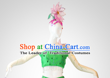 Chinese Stage Performance Classic Lotuss Dance Apparel Folk Dancing Headdress Headpieces Hair Accessories