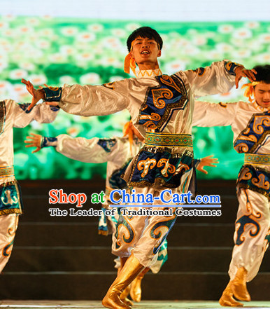 Chinese Classic Mongolian Dance Costumes Complete Set for Men