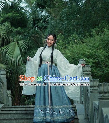 Asian Fashion Chinese Ancient Han Dynasty Embroidered Cranes Clothes Costume China online Shopping Traditional Costumes Dress Wholesale Culture Clothing and Hair Accessories for Women