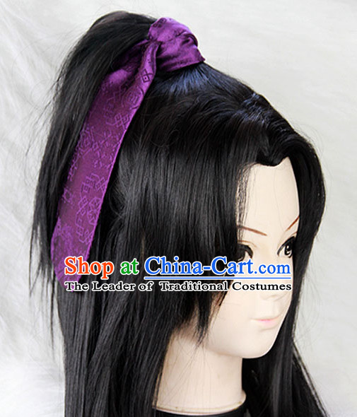 Chinese Ancient Zhang Liang Long Black Wigs Classic Wig for Men