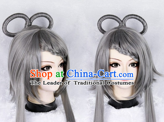 Grey Chinese Ancient Swordwoman Long Wigs Classic Wig for Women