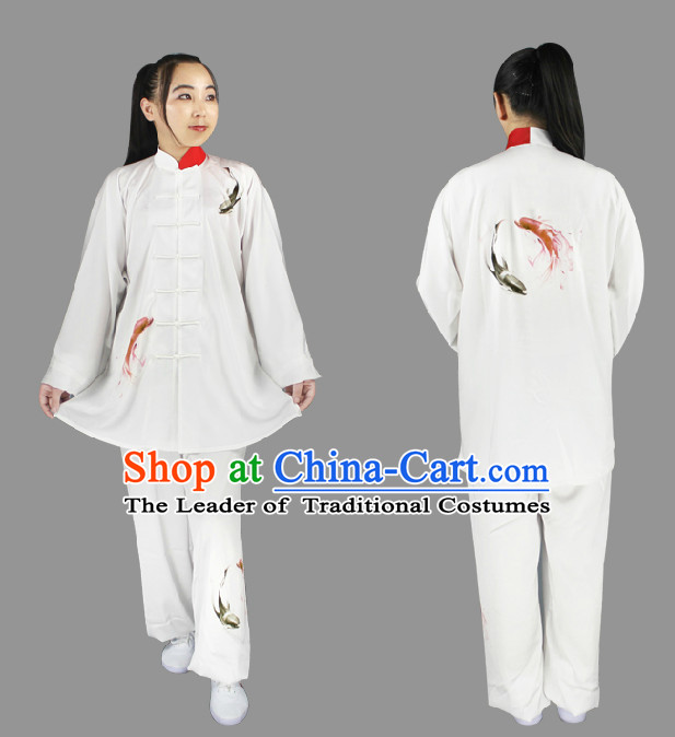 Top Long Sleeves Painted Fish Tai Chi Wing Chun Uniform Martial Arts Supplies Supply Karate Gear Martial Arts Uniforms Clothing for Men or Women