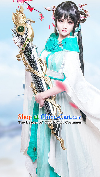 Chinese Princess Costume Ancient Chinese Costumes Japanese Korean Asian Fashion Cosplay Suits Outfits Garment Dress Clothes and Hair Jewelry for Women