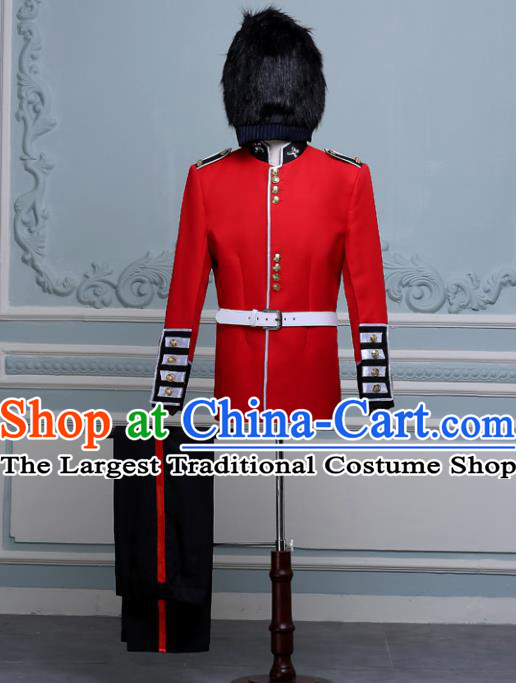 England Imperial Palace Guard Uniform Dance Costume Traditional Garment Classic Clothing and Hat Complete Set for Men
