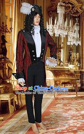Ancient Baroque Period Clothing Suit Historic Costume Swallow-tailed Coat Complete Set for Men