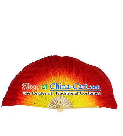 Red Yellow 16 Inches Pure Silk Color Change Chinese Dance Belly Dance Hand Fans Hand Fan Japanese Wedding Fans Oriental Fan