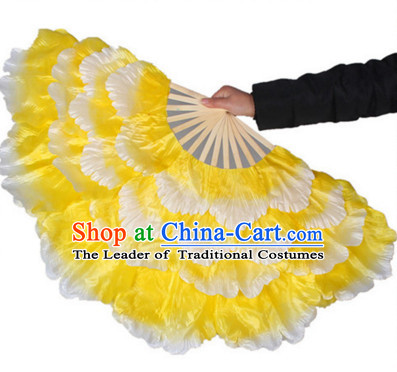 Traditional Yellow Peony Flower Dance Hands Fan Hand Fan Stage Performance Parade Korean Japanese Chinese Fan