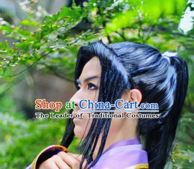 Ancient Japanese Korean Swordsman Wigs Female Wigs Toupee Wig Hair Extensions Sisters Weave Cosplay Wigs Lace and Hair Jewelry for Men