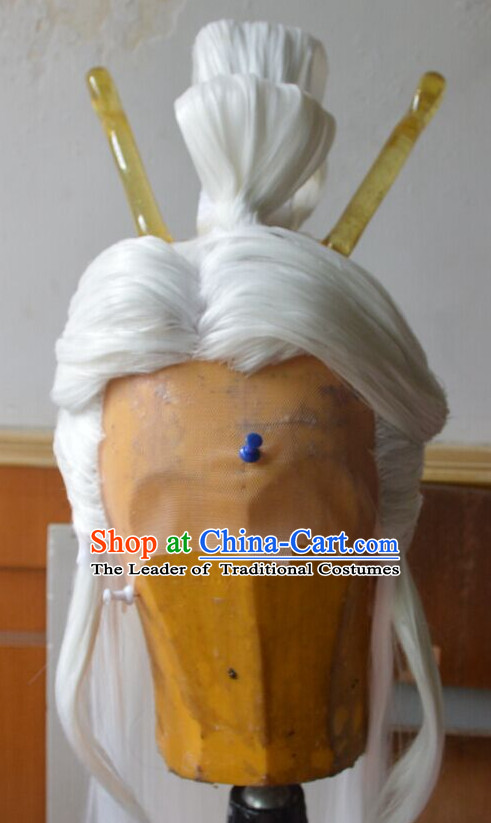 Ancient Chinese Long Wigs Cosplay Wig Performance Hair Extensions Real Wigs Toupee Full Lace Front Weave Pieces and Accessories for Men