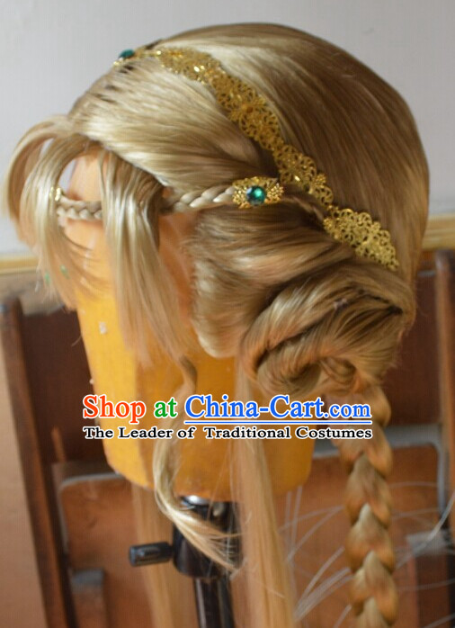 Ancient Chinese Japanese Korean Asian Queen Princess Long Wigs Cosplay Wig Hair Extensions Toupee Full Lace Front Weave Pieces for Women