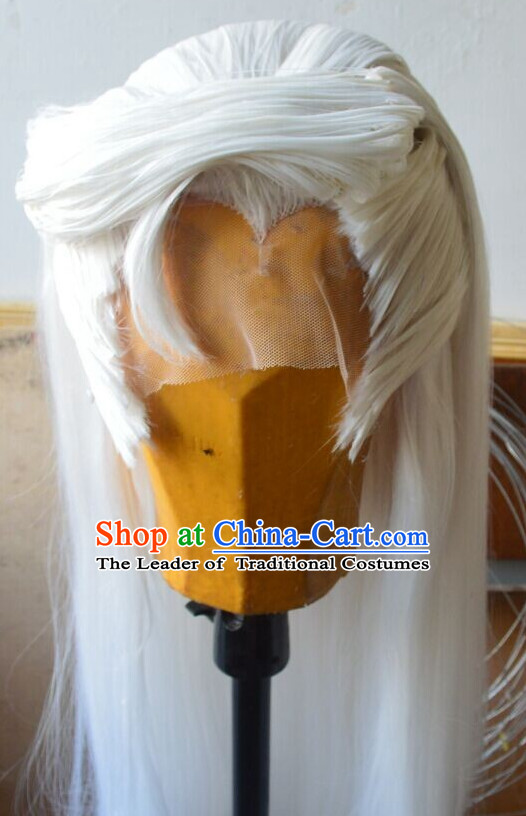 Ancient Chinese Japanese Korean Asian Prince Long Wigs Cosplay Wig Hair Extensions Toupee Full Lace Front Weave Pieces for Men