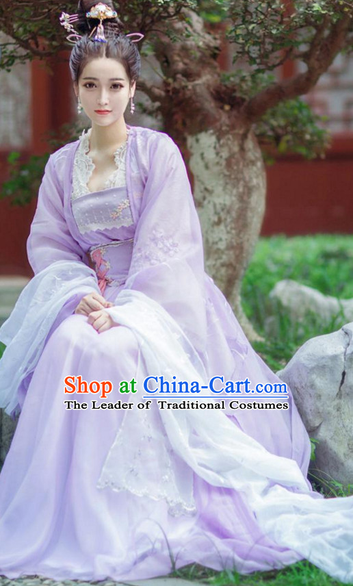 Traditional Chinese Princess Dress Costume and Headwear Complete Set for Women
