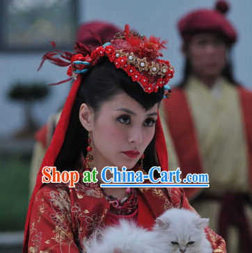 Ancient Chinese Red Wedding Headwear