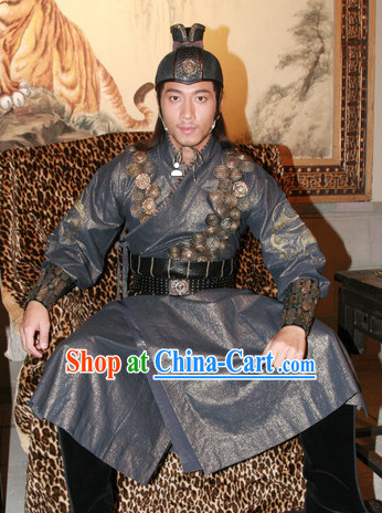 Chinese Ancient Knight Costume and Hat Complete Set for Men