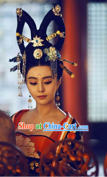Chinese Tang Empress Wu Ze Tian Wig and Hair Accessory