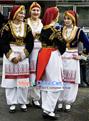 Traditional Greek Clothing and Headwear Complete Set for Women