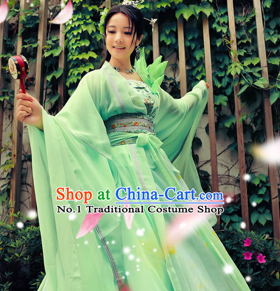 Asian Spring Green Fairy Dress Suit for Women