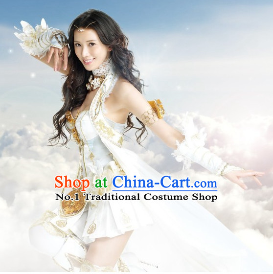 Asian Queen White Sexy Costumes and Hair Accessories