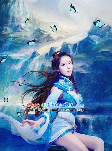 China Blue Sexy Halloween Carnival Costumes for Girls