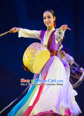 Korean Traditional Folk Drum Dancing Costumes for Women