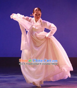 Pure White Korean Classical Dance Costumes for Women