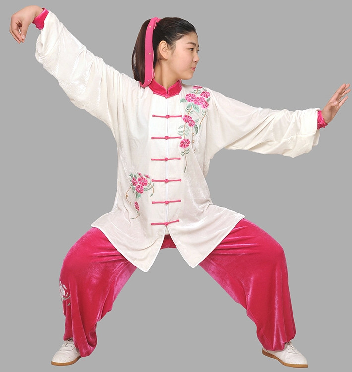 Flower Embroidery Classical Long Sleeves Wushu Suits