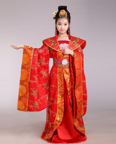 Chinese Traditional Princess Costumes and Hair Accessories for Kids