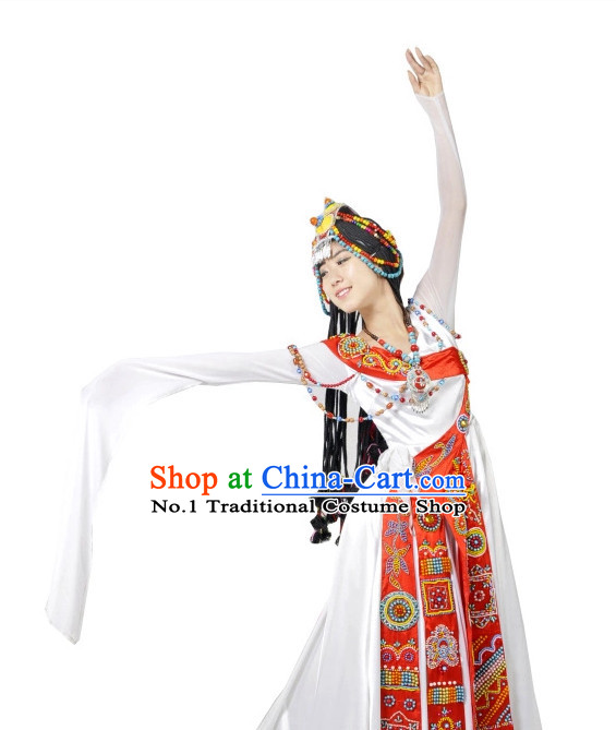 Chinese Tibetan Dancewear and Headwear for Women